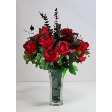 Imagem de Arranjo de Flores Artificial Mix de Rosas No Vaso 8703 - La Caza Store