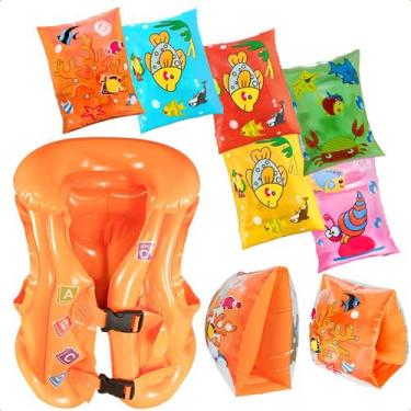 Imagem de Colete Inflável Infantil Boia Salva Vidas Crianças Par de Boia de Braç