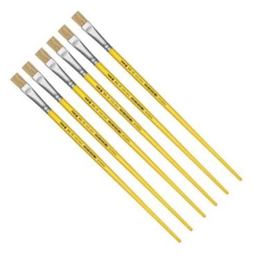 Imagem de Kit 6 Pincel Chato Longo Cerda Natural 815-12 Nº12 Tigre