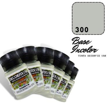 Imagem de 6 Tinta Decorfix 150 Fosco 37ml 300 Base Incolor Corfix