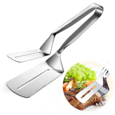 Imagem de Pegador Pinça Para Carnes Pizzas Em Aço Inox  Espátula Chef - Clink