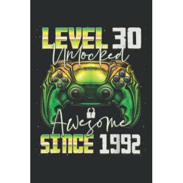 Imagem de Level 30 Unlocked Awesome Since 1992 30Th Birthday Gaming Meme: DOG JOURNAL - 6" x 9", 100 Pages: Wide Ruled Paper Notebook Journal | Pretty Wide ... for Home School College for Writing Notes.