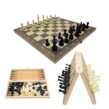 Imagem de Jogo Xadrez 3 em 1 Magnético com Damas Gamão Tabuleiro Dobrável Estilo Estojo Clássico Profissional Grande 34cm Luxo Vintage Peças Resina de Alto Impacto Recreação Estratégia Tamanho Extra Grande