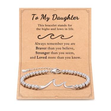 Imagem de Tarsus Presentes para mãe/filha, The Waves of Life I'll Through with You, pulseira de onda para filha, mãe, aniversário, Natal, Dia dos Namorados, presentes inspiradores, average, Aço inoxidável, Sem