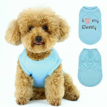 Imagem de Colete Expressivo para Animais de Estimação: Camisa de Cachorro Sem Mangas com Slogan "I Love My Daddy", Ideal para Chihuahuas, Poodles, Yorkies e Filhotes, Conforto Final, Fácil Manutenção! Azul