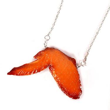 Imagem de Colar com pingente de frango frito 3D de simulação, estilo Y, engraçado, vivo, pernas de frango, asas de resina, joia criativa em forma de churrasco para mulheres, joias de festa e meninas, Resina