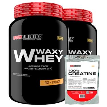 Imagem de Kit 2x Waxy Whey 2kg + 100% Creatina 500g - Bodybuilders (Paçoca)