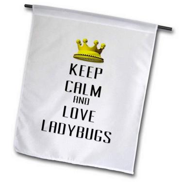 Imagem de 3dRose fl_121163_1 Bandeira de jardim com coroa dourada Keep Calm and Love Ladybugs 30,5 x 45,7 cm