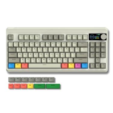 Imagem de Teclado feminino retrô 75% para jogos com tela OLED e botão, teclado mecânico sem fio M87 Pro Bluetooth 5.1/2.4GHz/USB-C com interruptor personalizado de troca a quente, teclado RGB compacto gamer -