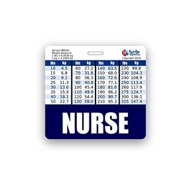 Imagem de Nurse Badge Buddy Horizontal com tabelas de conversão de peso e altura, Azul marinho