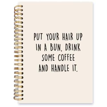 Imagem de ISANOU Coloque seu cabelo em um caderno de coque, caderno espiral forrado com frases engraçadas, caderno pautado na faculdade, caderno de diário escolar de escritório, 14 x 21 cm, 80 páginas,