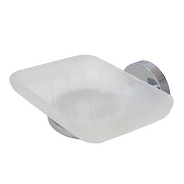 Imagem de Saboneteira Parede Quadrada Inox Cromado Base Vidro Moderno