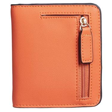 Imagem de Gostwo Carteira pequena para mulheres, porta-cartão de crédito dobrável fino, carteira compacta com bloqueio de RFID, bolso de couro fino com zíper, mini carteira de presente para mulheres