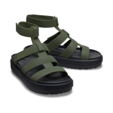 Imagem de Crocs Brooklyn Luxe Gladiator, Preto/verde-militar, 34