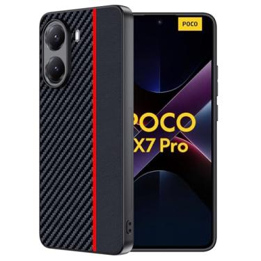 Imagem de Suttkue Capa para Xiaomi Poco X7 Pro, alta qualidade, material de policarbonato fibra de carbono, resistente a arranhões, proteção total flexível, antiderrapante