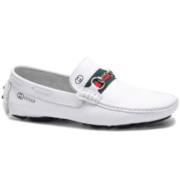 Imagem de Mocassim Masculino Gts de Couro, Branco, 42