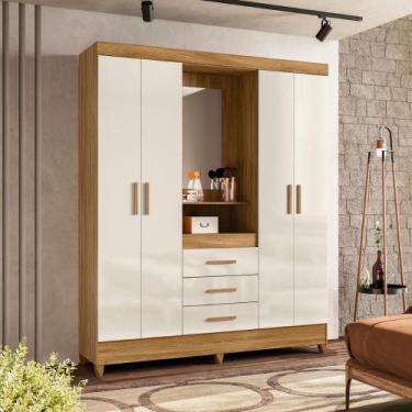 Imagem de Roupeiro 4 Portas com Espelho Riade Freijo Off White - Mais de Casa
