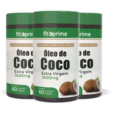 Imagem de Kit 3 Óleo de Coco Extra Virgem 1000mg 60 Cápsulas Fitoprime