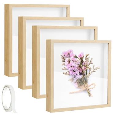 Imagem de Pacote com 4 caixas de sombra, 20,3 x 20,3 cm, porta-retrato 3D, caixas de sombra, caixas com fita adesiva, caixa memorial para lembrança, itens de bebê, fotos de casamento, artesanato, prêmios,