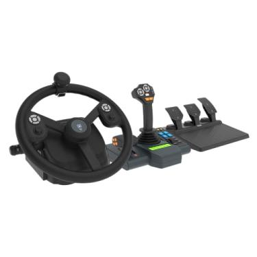 Imagem de Controle Volante Hori para simuladores de Fazenda, com pedal e painel para Windows 11 e 10