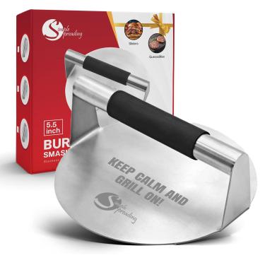 Imagem de Simple preading Prensa de hambúrguer de aço inoxidável Smash Hambúrguer, esmagador de hambúrguer, prensa de grelha, ferramenta de esmagar hambúrguer, com frases engraçadas, prensa de grelha, prensa de