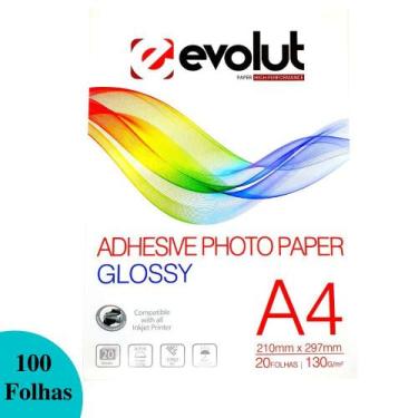 Imagem de Papel Fotográfico Adesivo Glossy A4 130g Brilhante 100 Fls - Evolut