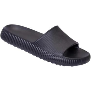 Imagem de Chinelo Slide Nuvem Ortopédico Macio Unissex Confortável Antiderrapante (Preto, BR, Adulto, Faixa Numérico, M, 43, 44)