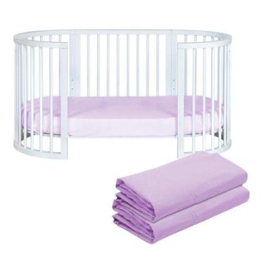 Imagem de Kit 2 Lençóis de Elástico Berço Crescer Fase 2 Oval 138cm x 68cm Lilás