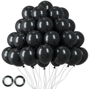 Imagem de Balões de Festa Voircoloria - 105 Unidades de Látex Preto 30cm com Ace