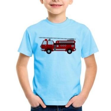 Imagem de Camiseta Infantil Caminhão de Bombeiro - Foca na Moda, Azul bebê, 6