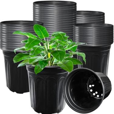 Imagem de Jgalnim Pacote Com 60 Vasos De 1 Galão Para Viveiro De Plantas, Vaso De Mudas De Plástico Flexível E Espesso Com Furos, Recipiente Para Plantas De Flores Para Suculentas, Mudas, Transplante, Jardim