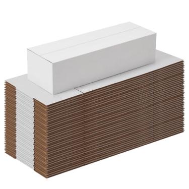 Imagem de Schliersee Conjunto De 40 Caixas De Remessa 12X4X3, Caixas Pequenas De Papelão Ondulado Kraft Branco Para Embalagem (30,5X10,1X7,6 Cm)