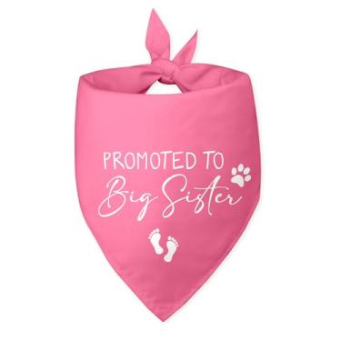 Imagem de Promoted to Big Sister Baby Announcement Bandana de cachorro revelador de gênero bandana rosa para cachorro bandana anúncio de gravidez adereço de foto acessório para cachecol para animais de