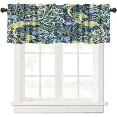 Imagem de Cortina de saia floral para cozinha, tratamento de janela, vintage botânico, jardim, plantas, ervas, flores, estilo William Morris, cortinas com bolso para varão, para quarto de crianças, sala de