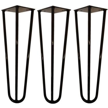 Imagem de Kit 03 Pés de Ferro Aço Hairpin Legs 45 cm Preto A01 Sofá Móveis Mesa 