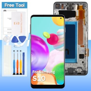 Imagem de Substituição de tela para Samsung Galaxy S10 SM-G973F SM-G973U SM-G973W 15.5 cm TFT LCD Display Touch Digitalizador - Preto com moldura - Ferramentas (o reconhecimento de impressões digitais não é