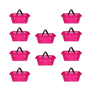 Imagem de Kit 10 Cesta Plástica de Supermercado 13 Litros