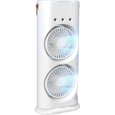 Imagem de Ventilador Duplo Mesa Humidificador Torre 3 Velocidades Portátil Climatizador Led Ar Condicionado
