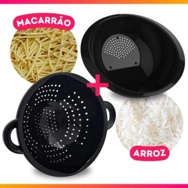 Imagem de Kit Escorredor De Macarrão Massas+ Lavador Arroz Peneira Pote de Plást