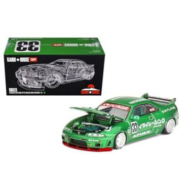 Imagem de Diecast Model Car Compatible with Kaido House x Mini GT 1:64 Nissan Skyline GT-R (R33) Imai Racing V1 Green Limited Edition KHMG150