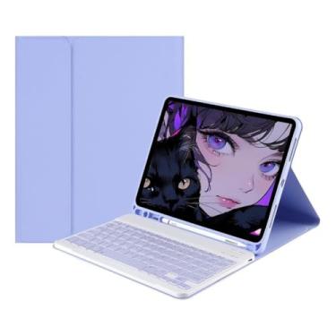 Imagem de Adequado para iPad Pro caixa protetora de tablet de 11 polegadas com teclado (2018/2020/2021/2022), teclado ultra fino (Roxo, Estilo regular)