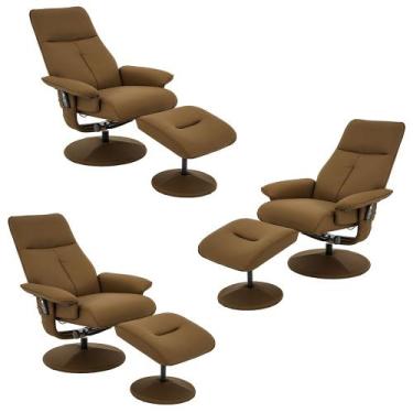 Imagem de Kit 3 Poltronas de Massagem com Apoio de Pés e Giratória Detroit Pu Ca