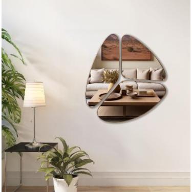 Imagem de Espelho Decorativo Orgânico 10 Com Moldura Lâmina De Madeira - Liz Dec