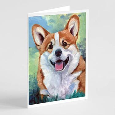 Imagem de Caroline's Treasures 7366GCA7P Cartões de felicitações e envelopes Pembroke Corgi Happy Face, pacote com 8, 7 x 5, multicolorido