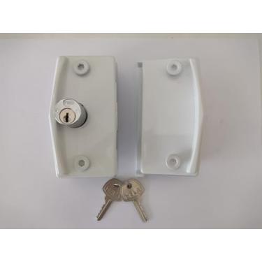 Imagem de Kit 09 Fechadura Porta de Correr Vidro Vidro em Zamac/Metal HELA (Branco)