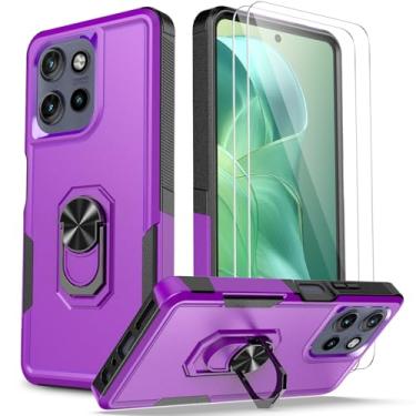 Imagem de FollmeAir Capa para Motorola Moto G 5G 2025 com protetor de tela, resistente à prova de choque, camada dupla, proteção de nível militar, à prova de quedas, capa robusta com suporte integrado (roxo