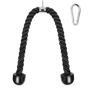 Imagem de A2ZCARE Tricep Corda 68,5-91,4 cm Comprimento da Corda, Puxar para baixo Cabo Acessório Máquina com Pontas Sólidas Antiderrapantes _Inclui Gancho de Encaixe, Tricep Rope 36 inches _ Black