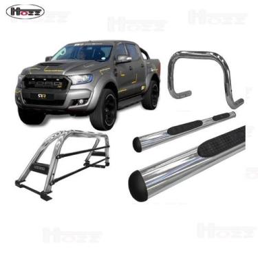 Imagem de Kit Quebra Mato Estribo Oval Santo Antônio H3 Ranger 13/20 Cromado - H