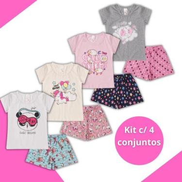 Imagem de 4 Conjunto Pijama Infantil Menina Roupa de Dormir Feminina - Paty Shop