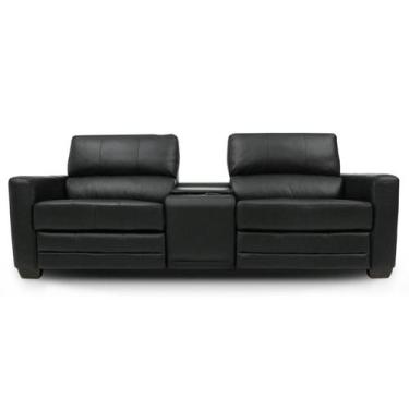 Imagem de Sofá Reclinável Elétrico de Couro Jordânia 2 Lugares com Baú e Porta C